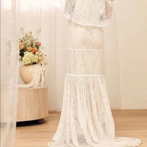 In My Life White Lace Off-the-Shoulder Mermaid Maxi Dress